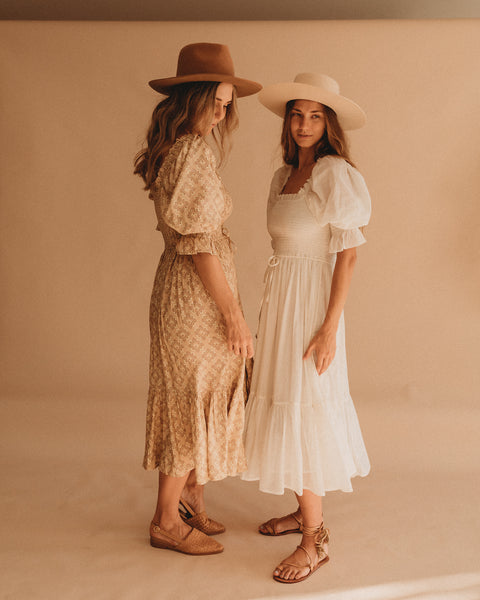 Enchanted Shirred Midi Dress