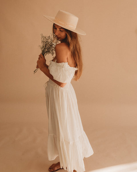 Enchanted Shirred Midi Dress