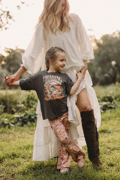 Children's Ebb & Flow Drop Shoulder Tee - Charcoal