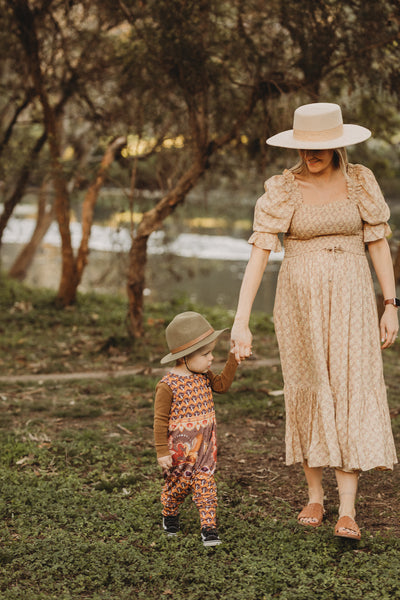 Mystic Mandala Shirred Midi Dress