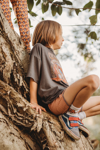 Children's Ebb & Flow Drop Shoulder Tee - Charcoal