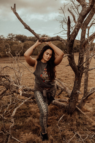 Ladies Wild One Muscle Tank - Stonewash Charcoal