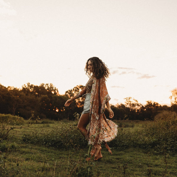 Ladies Midi Robe - Grounded Earth