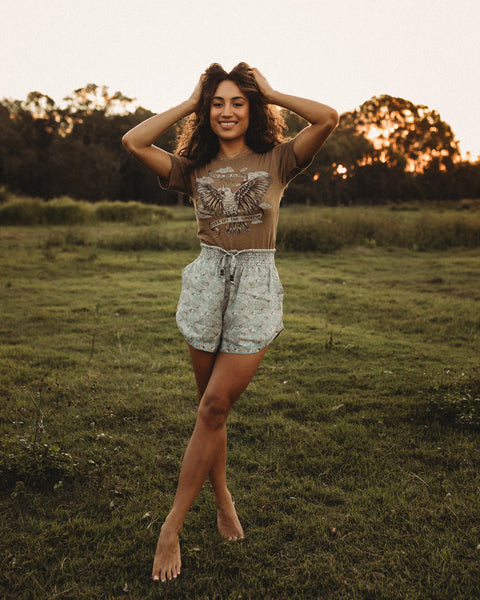 Ladies Head in the Clouds Tee - Chocolate