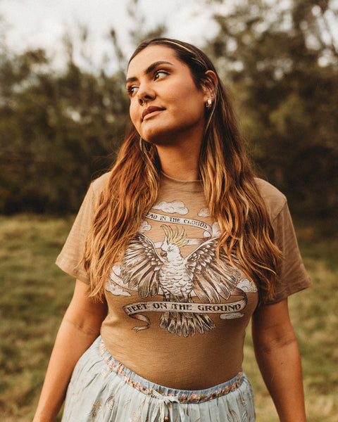 Ladies Head in the Clouds Tee - Chocolate