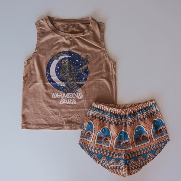 Organic Cotton Shorts - Diamond Skies Golden Hour