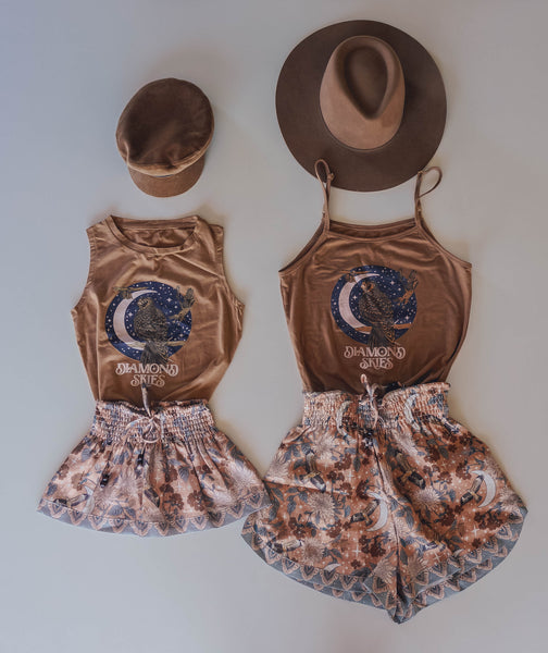 Linen Girls Skirt - Diamond Skies Moonrise: Size 2