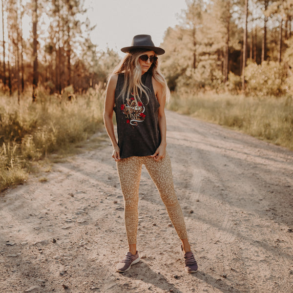 Ladies Wild One Muscle Tank - Stonewash Charcoal