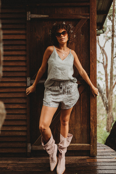 Ladies Linen Shorts - Grounded