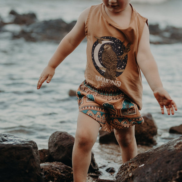 Organic Cotton Shorts - Diamond Skies Golden Hour