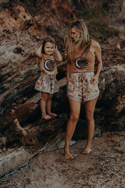 Linen Girls Skirt - Diamond Skies Moonrise: Size 2