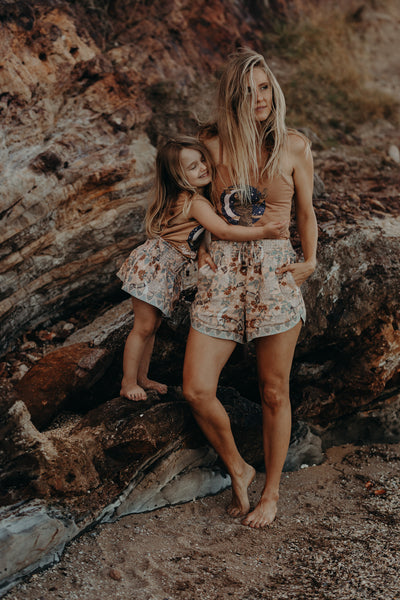 Linen Girls Skirt - Diamond Skies Moonrise: Size 2