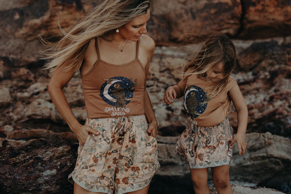 Linen Girls Skirt - Diamond Skies Moonrise: Size 2