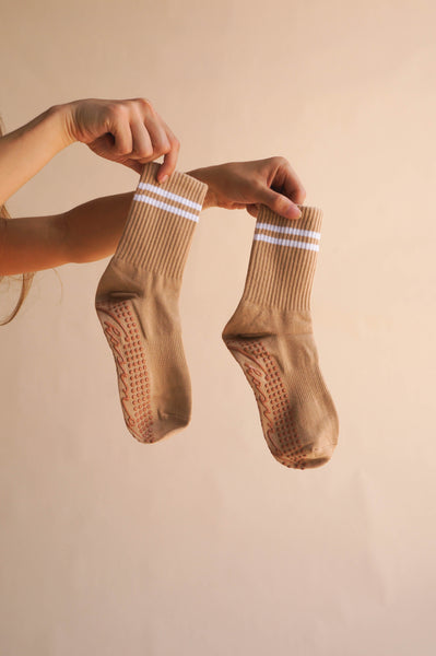 Crew Grip Socks - Classic Latte Stripe