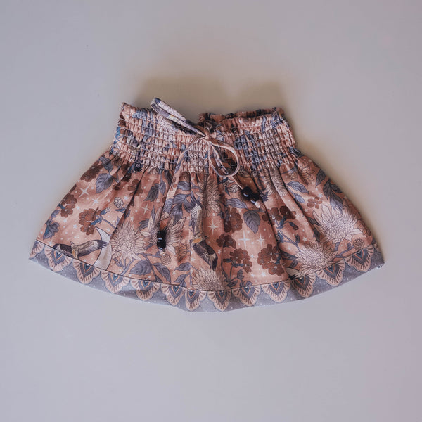 Linen Girls Skirt - Diamond Skies Moonrise: Size 2